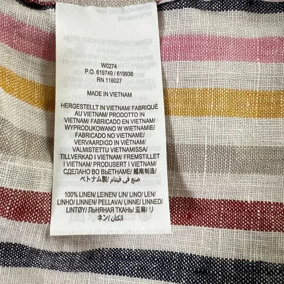 Boden Womens Linen Multicolor Striped Button Up Shirt Size 8 Staple Work - Picture 5 of 6